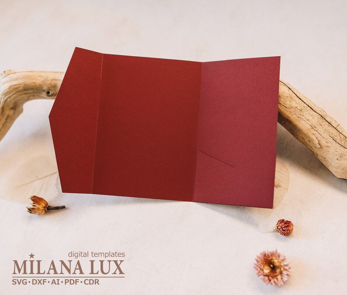 SVG Pocket Trifold Wedding Invitation Template Pocket Etsy Australia