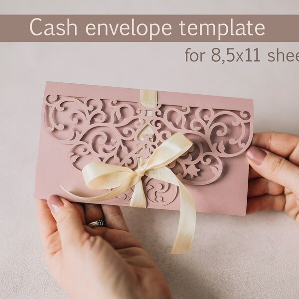 Beautiful cash envelope template SVG, Money holder, wedding gift, Birthday Card files for Cricut Laser Cut, papercut, Cameo (svg dxf ai cdr)