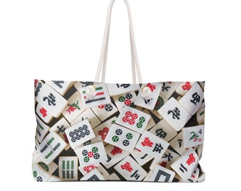 Stylish Mahjong Tile Pattern Tote Bag for Game Enthusiasts