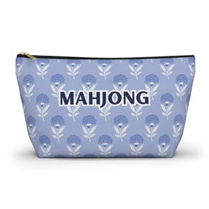 Pochette bleue faite main au design indien - Parfait pour les accessoires de mahjong et les indispensables du jeu