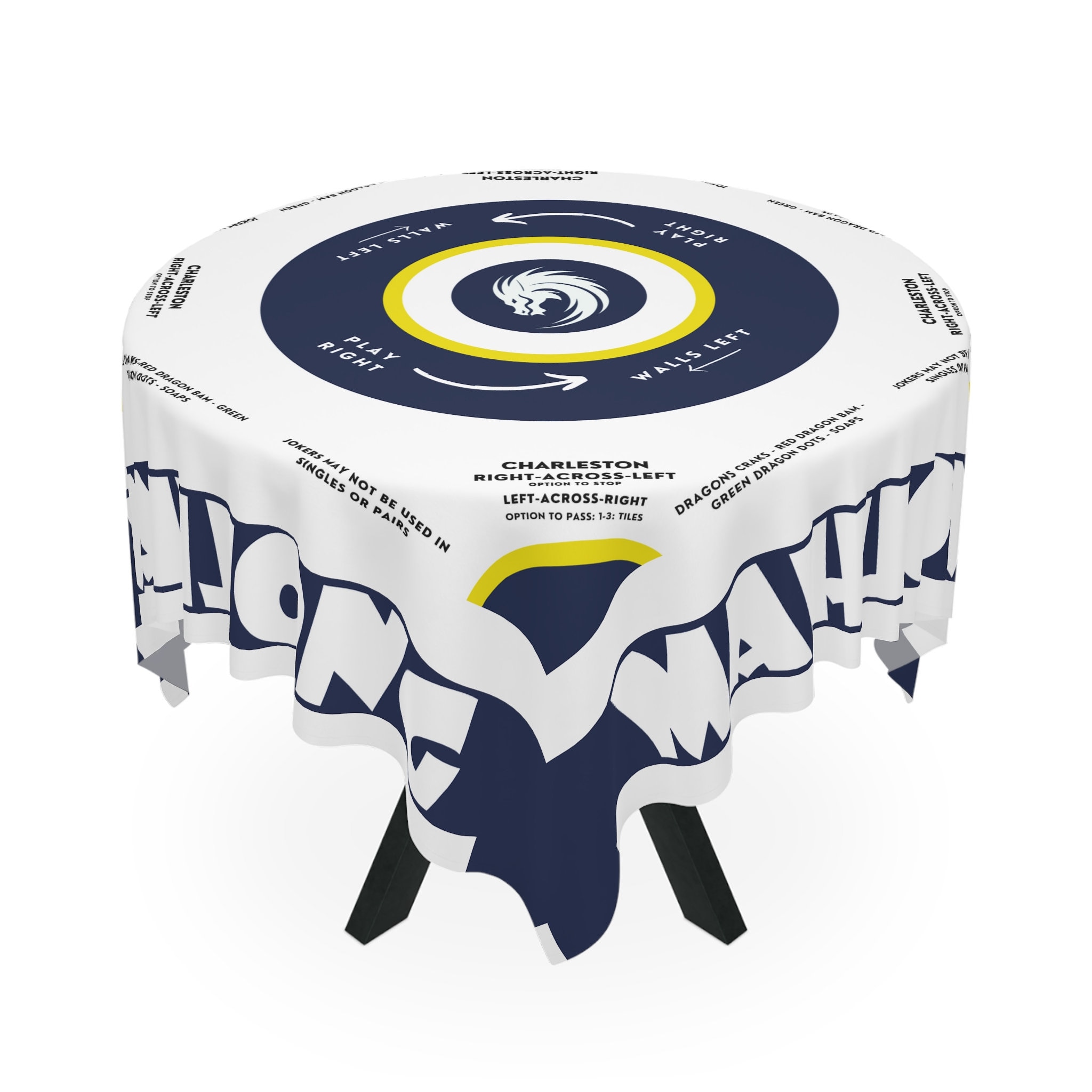 Mah Jongg Gifts, Tablecloth With Rules, Instructions on Table Cloth