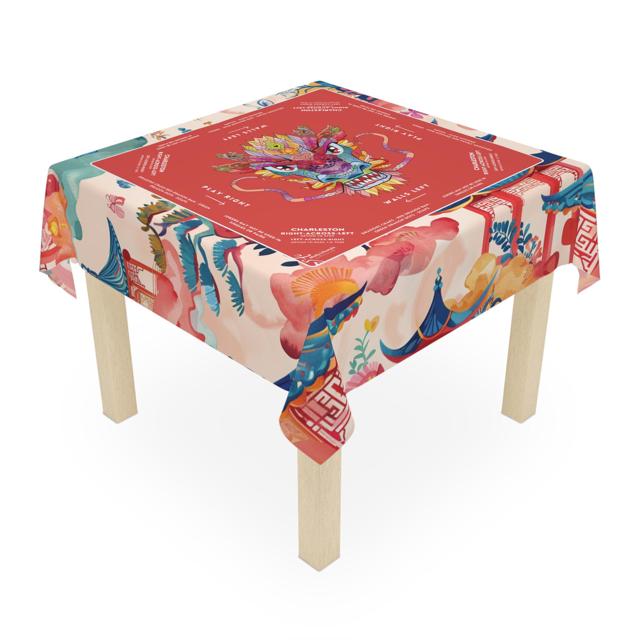 Discover Majestic Dragon Colorful Mahjong Game Tablecloth