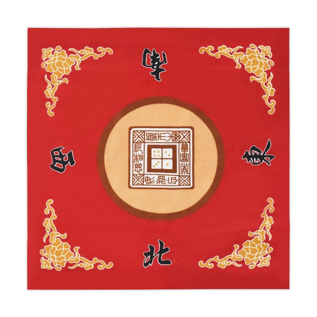 Mahjong Gift, Mah Jong Tablecloth, Red Game Mat, Size 55.1 by 55.1