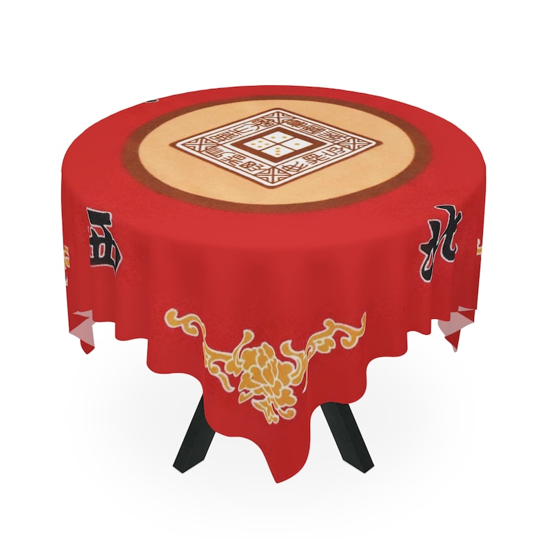 Mahjong Gift, Mah Jong Tablecloth, Red Game Mat, Size 55.1 by 55.1