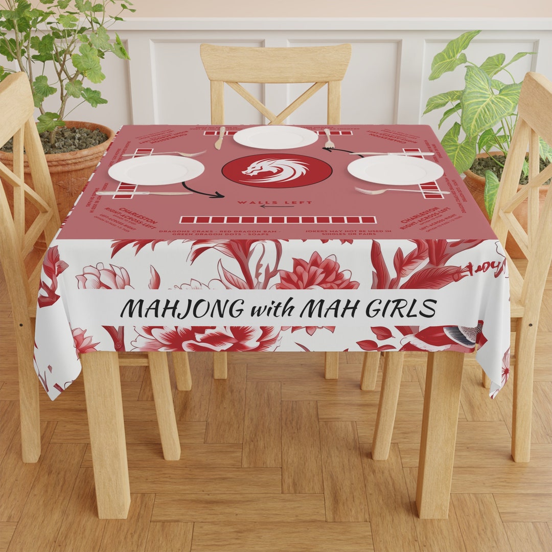 Stylish Mahjong Table Cloth Mahjong With Mah Girls Mah Jongg Gift, Fits Most 4 Seat Table Sizes