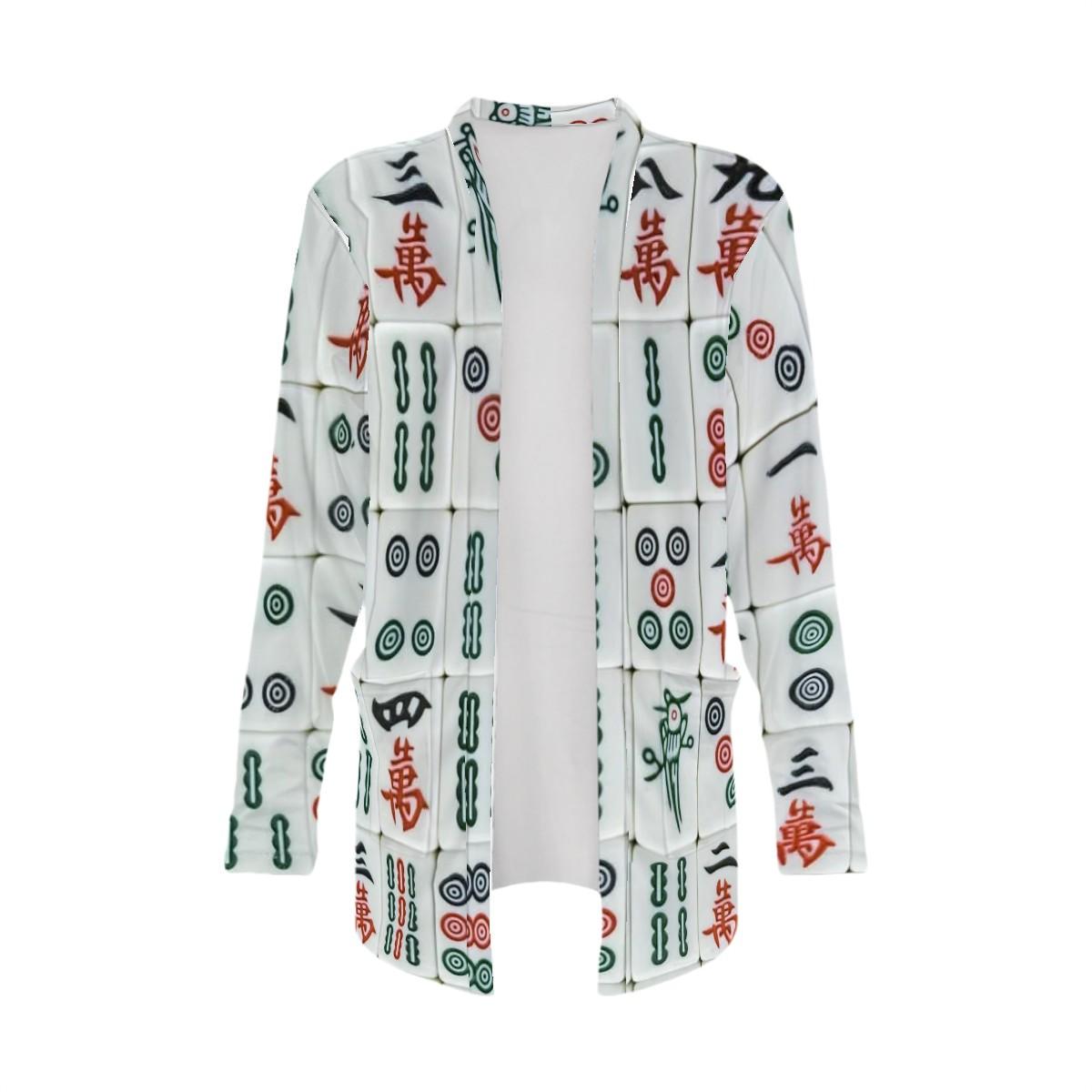Mahjong Tile Design Long Sleeve Cardigan for Women | Perfect Gift for Mahjong Enthusiasts