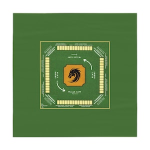 Mahjong Tablecloth with Rules, Elegant Game Mat (55.1 x 55.1 Size)