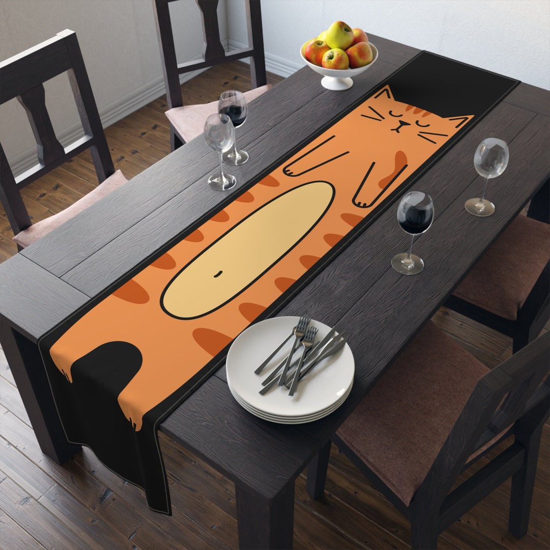 Cartoon Cat Table Runner, Abstract Art Decor, Dinning Table Linen - Etsy