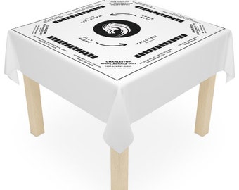 Mahjongmat met regels - Mahjong tafelkleed maat 55 x 55, Mahjong met instructies, effen kleurvariaties, zwart en wit
