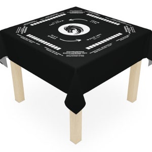 Tapis de mahjong avec règles Nappe de mahjong taille 55 x 55, Mahjong avec instructions, variations de couleurs unies, noir et blanc Noir