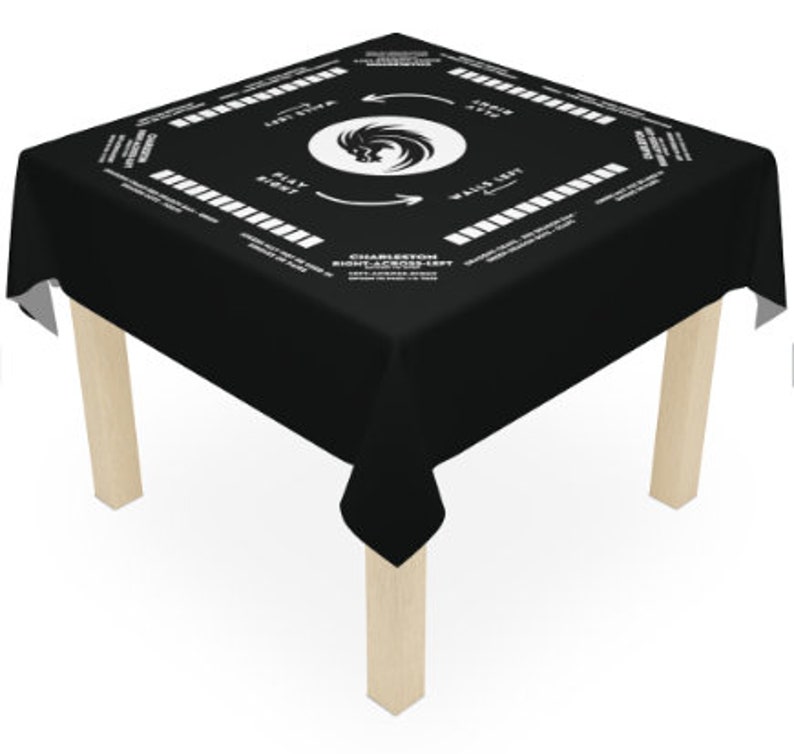 Tapis de mahjong avec règles Nappe de mahjong taille 55 x 55, Mahjong avec instructions, variations de couleurs unies, noir et blanc Noir