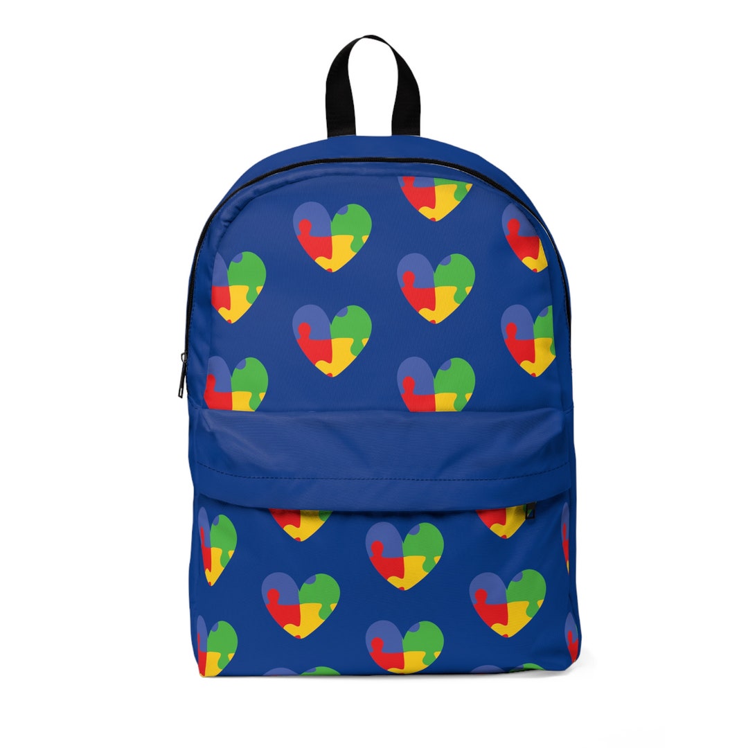 Autism Backpack Heart Puzzle Backpack Etsy