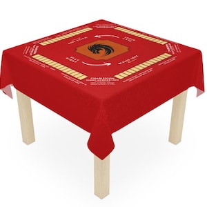 Tapis de mahjong avec règles Nappe de mahjong taille 55 x 55, Mahjong avec instructions, variations de couleurs unies, noir et blanc Rouge