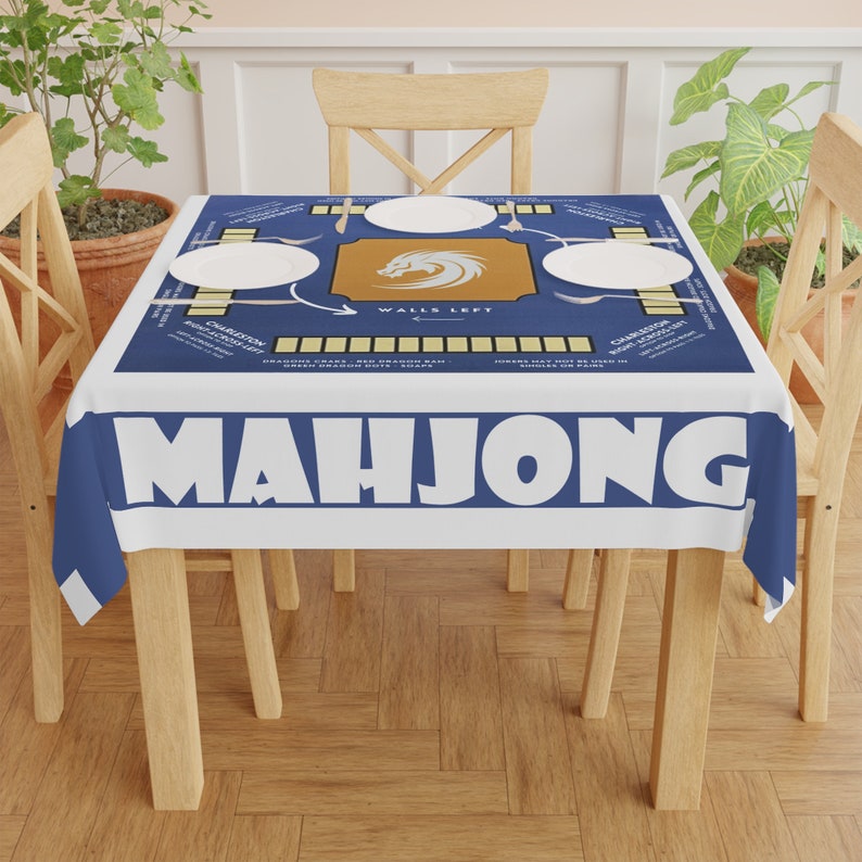 Mahjong Tablecloth With Rules, Instructions on Table Cloth, Size 55.1