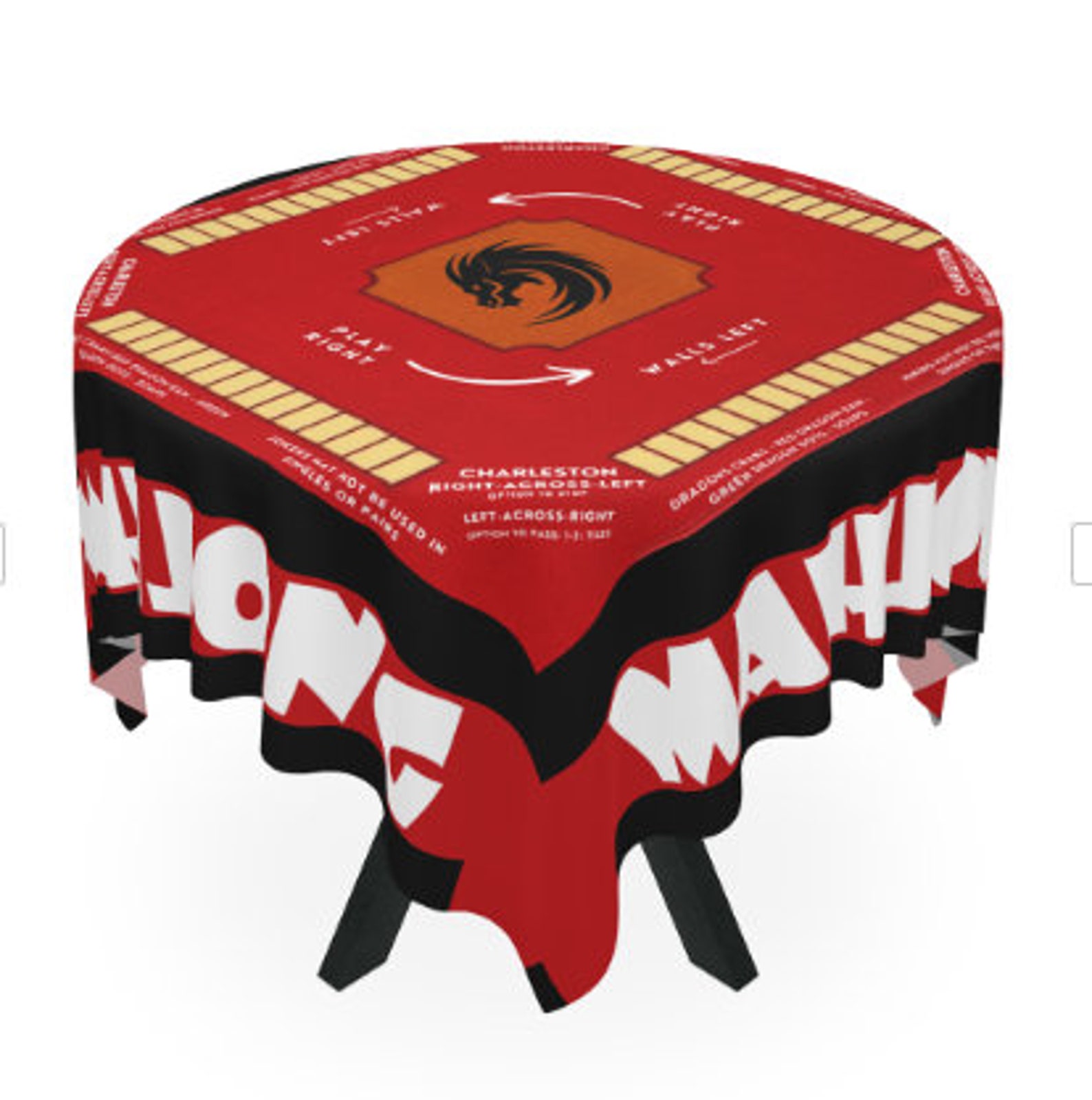 Mahjong Mat With Rules, Tablecloth With Rules, Instructions on Table