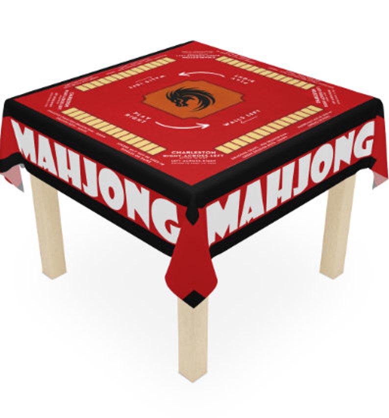 Mahjong Tablecloth With Rules, Instructions on Table Cloth, Size 55.1