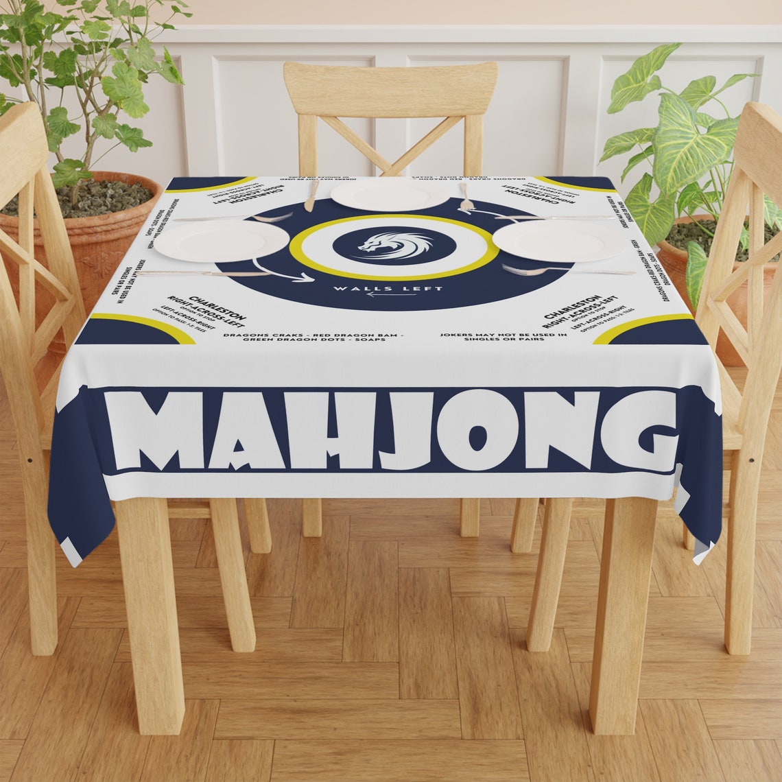 Mah Jongg Gifts, Tablecloth With Rules, Instructions on Table Cloth