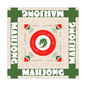 Mahjong Tablecloth with Rules, Beginner-Friendly Neoprene Game Mat (55.1&quot;)