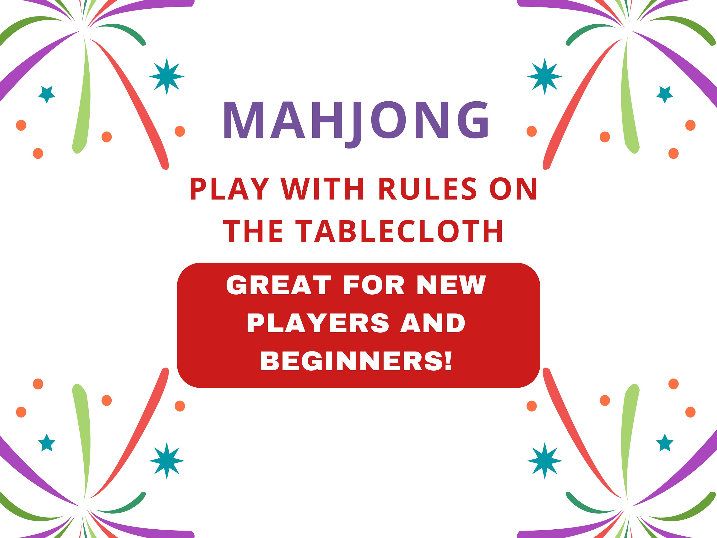 Mah Jongg Gifts, Tablecloth With Rules, Instructions on Table Cloth
