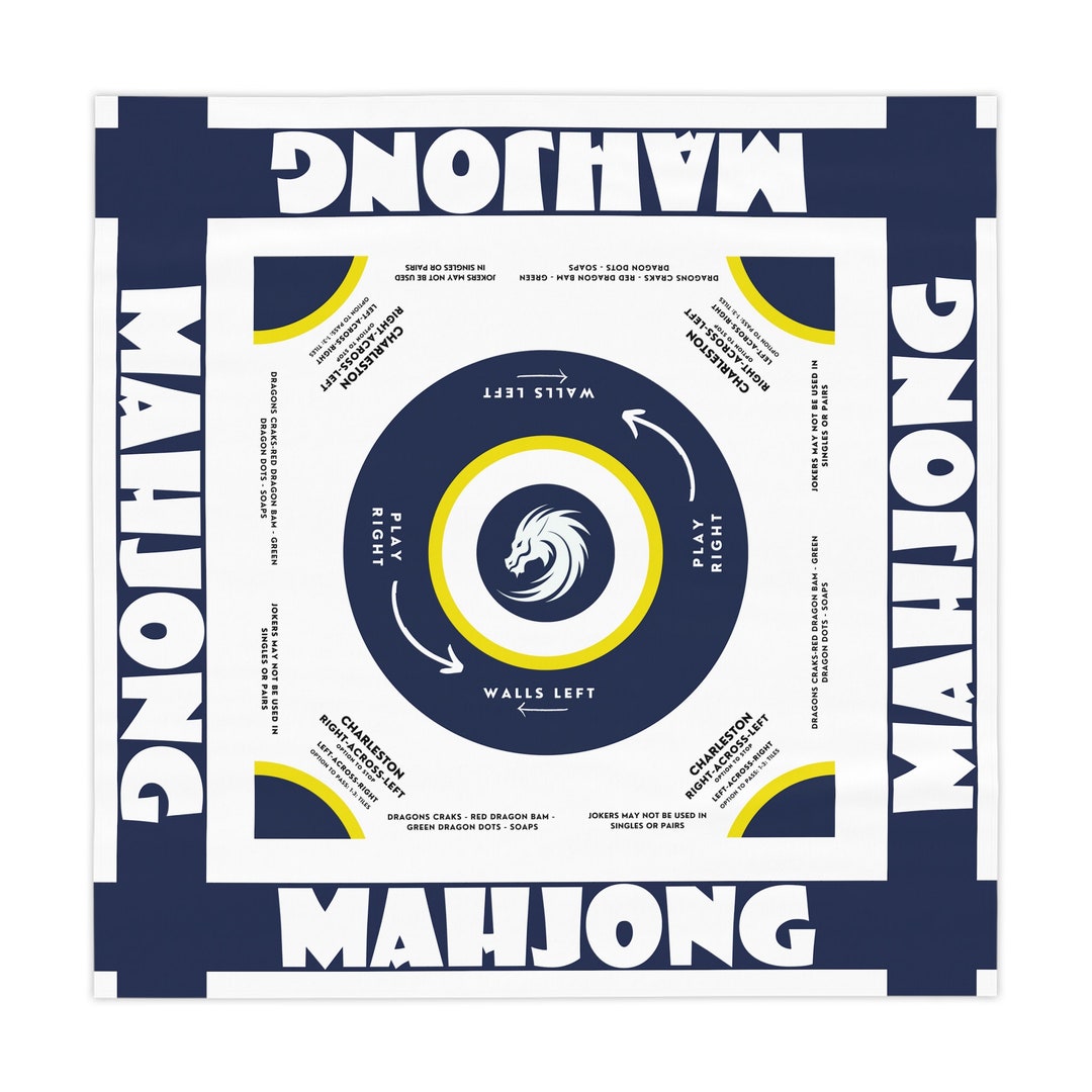 Mahjong Tablecloth With Rules, Instructions on Table Cloth, Size 55.1