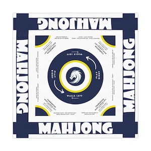Mahjong Tablecloth with Rules, Beginner Instructions (55.1x55.1 in)