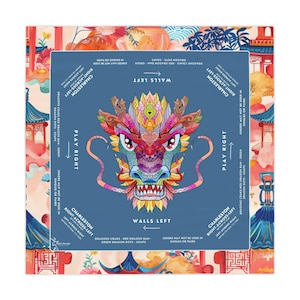 Colorful Dragon Design Mahjong Mat 24x24 - Perfect for Mahjong Enthusiasts and Game Nights