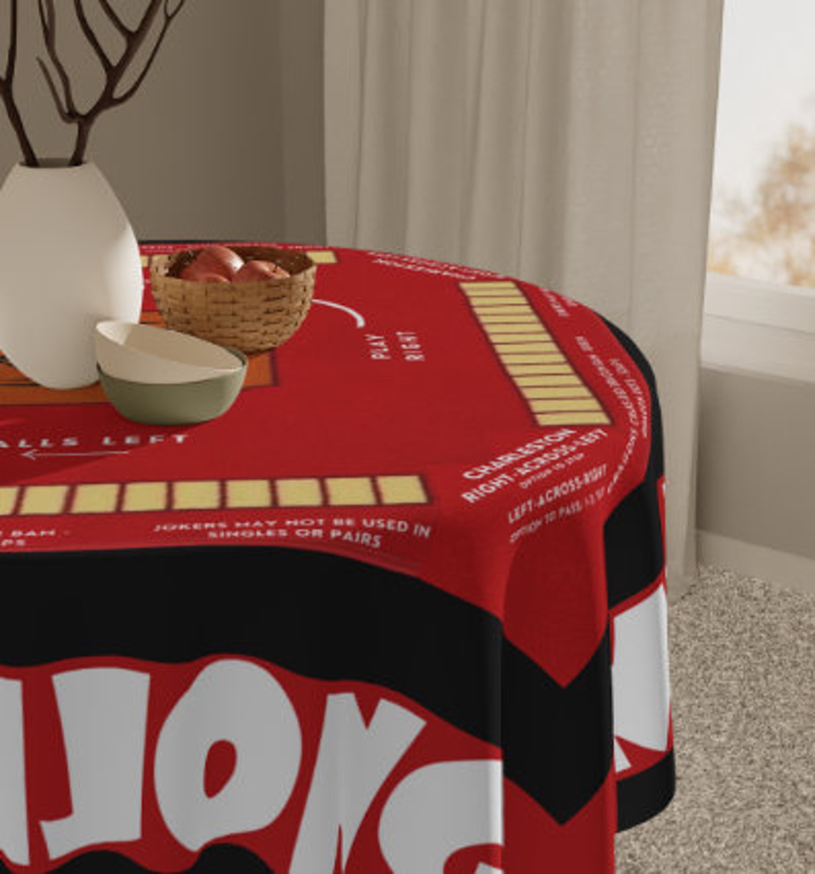 Mahjong Mat With Rules, Tablecloth With Rules, Instructions on Table