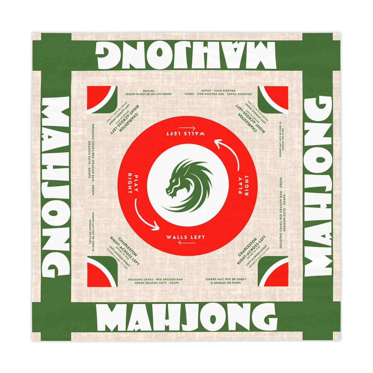 Mahjong Tile Design Tablecloth With Instructions Mahjong Tablecloth