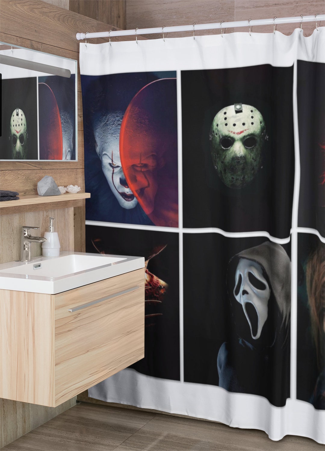 Horror Decor Curtains Horror Movie Theme Shower Etsy