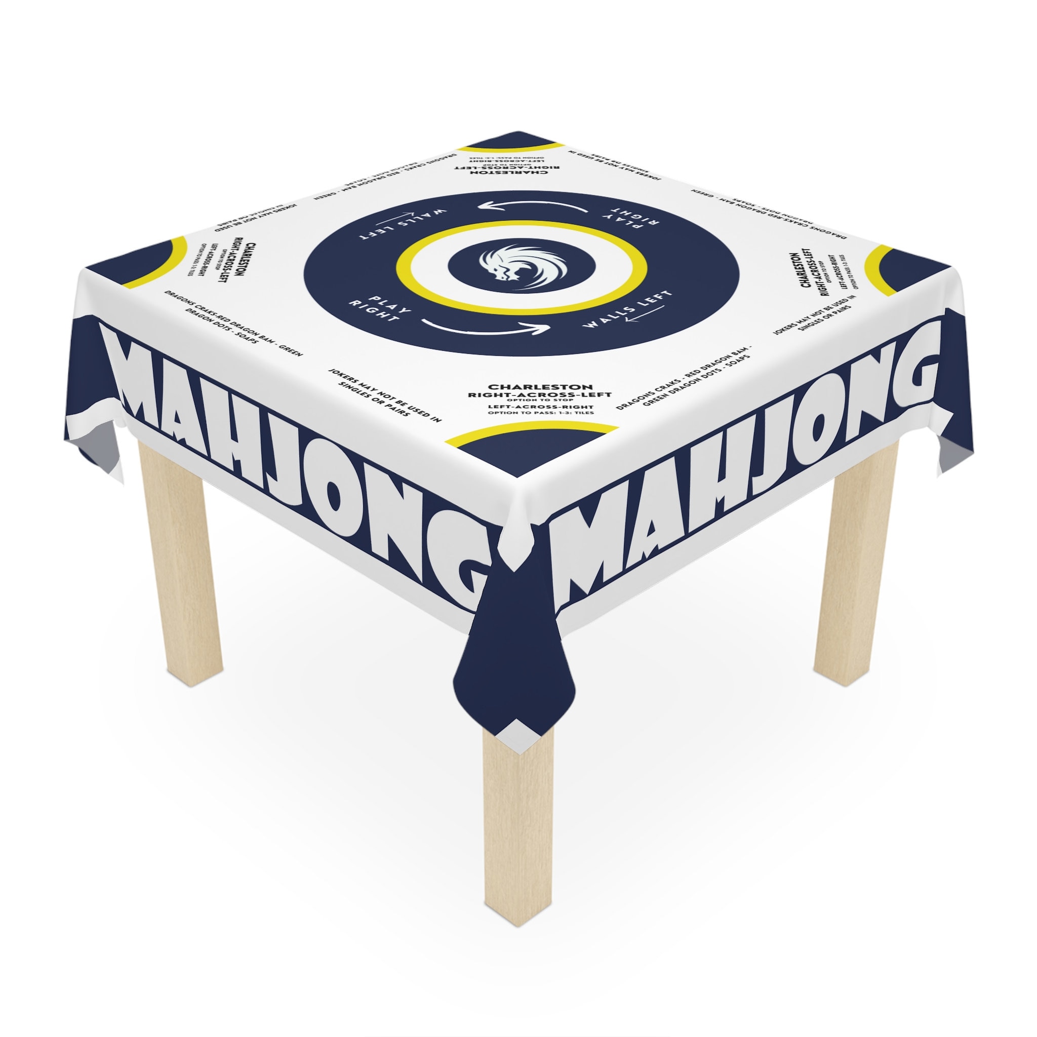 Mah Jongg Gifts, Tablecloth With Rules, Instructions on Table Cloth