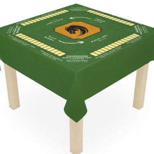 Tapis de mahjong avec règles Nappe de mahjong taille 55 x 55, Mahjong avec instructions, variations de couleurs unies, noir et blanc Vert