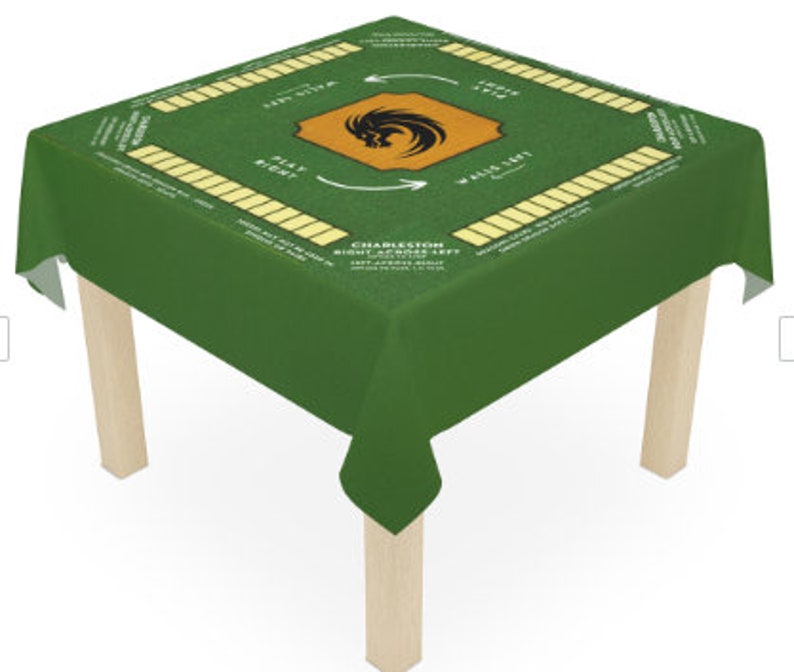 Tapis de mahjong avec règles Nappe de mahjong taille 55 x 55, Mahjong avec instructions, variations de couleurs unies, noir et blanc Vert