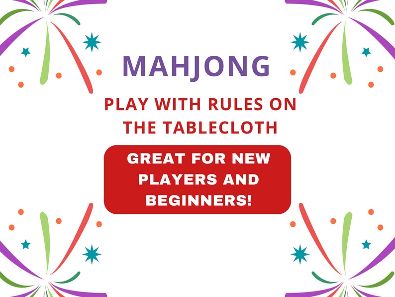 Mahjong Mat With Rules, Tablecloth With Rules, Instructions on Table