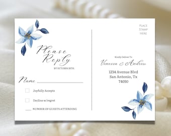 Wedding RSVP Card Template, Minimalist Wedding Kindly Reply Card Template, Modern Rsvp Template, RSVP Insert, Printable RSVP Card, Editable