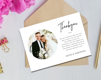 Wedding Thank You Card Template | Thank You Editable Digital Download | Printable Modern Thank you card with Photo | Thank You Card Template