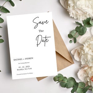 Save The Date Template | Wedding Save The Date | Save The Date Editable Download | Minimalist Save The Date Card | Save The Date Card |Canva