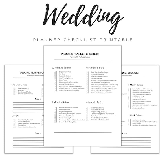 Wedding Checklist Wedding Planner Printable Wedding - Etsy
