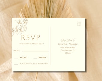 Wedding RSVP Card Template, Minimalist Wedding Kindly Reply Card Template, Modern Rsvp Template, RSVP Insert, Printable RSVP Card, Editable