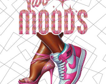 Two Moods PNG | Sneaker & Stiletto Digital Art | Fashion Sublimation Design | Instant Download | Two Moods Tumbler | Pink