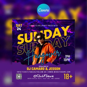 Editable Club Flyer Template For Canva, DIY Event Flyer, Party Flyer, DJ Party Invite for Social Media, Instagram