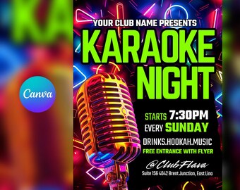 Karaoke Night Flyer, Event Flyer, DIY Flyer Template Design, Party einladen Flyer, Samstag Freitag Abend Party Flyer, Club Social Media Flyer
