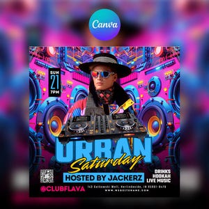 Editable Club Flyer Template For Canva, DIY Event Flyer, Party Flyer, DJ Party Invite for Social Media, Instagram