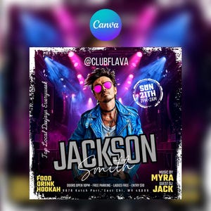 Editable Club Flyer Template For Canva, DIY Event Flyer, Party Flyer, DJ Party Invite for Social Media, Instagram