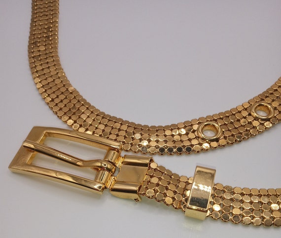 1980s Gold Tone Metal Mesh Women's Belt - image 2