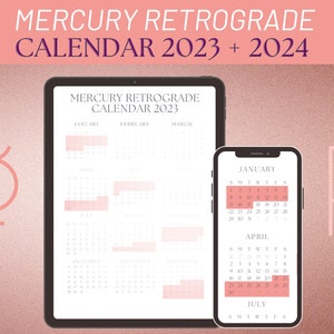 Mercury Retrograde Calendar 2023 and 2024  | Mercury Rx Astrology calndar / 2023 & 2024 Mercury Instant Download / Printable calendar