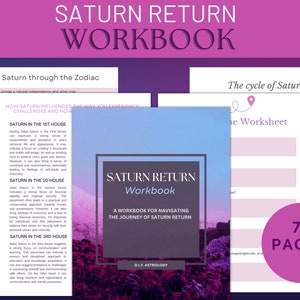 Saturn Return Workbook and Guide ebook, Saturn Return Astrology Report, printable PDF file, Personal growth journal, D.I.Y. astrology books