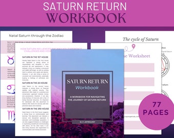 Saturn Return Workbook and Guide ebook, Saturn Return Astrology Report, printable PDF file, Personal growth journal, D.I.Y. astrology books