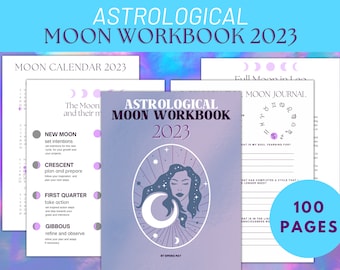 2023 Moon Journal / Moon Planner / Moon Phase Journal Download / Moon Workbook / Moon Manifestation / Law of Attraction / Printable ebook