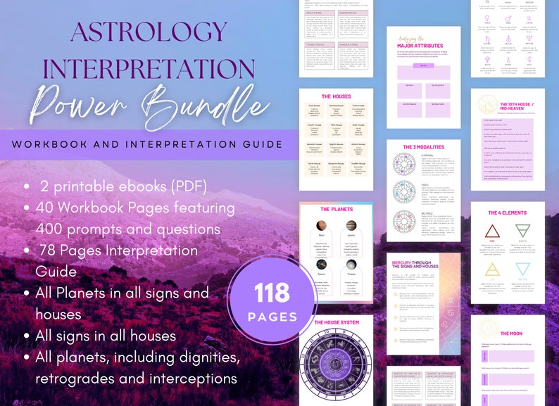 Astrology Interpretation Guide & Workbook Bundle horoscope ebook printable pdf ebook learn astrology Astrology Journal and Guide image 3