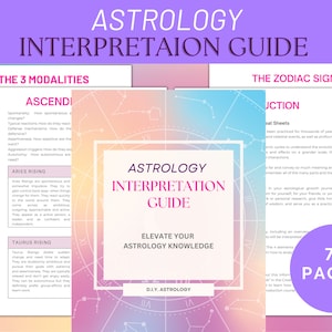 Libro electrónico Guía de Interpretación de Astrología * Guía del Horóscopo Astrológico * Libro electrónico en pdf imprimible * Tarjetas didácticas de astrología y lectura DIY *